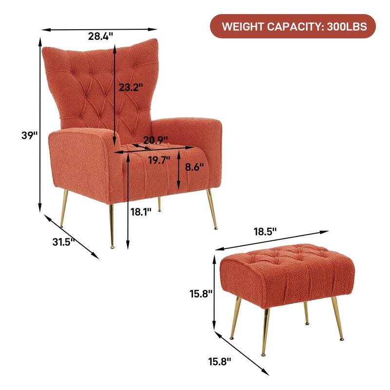 Ouyessir Upholstered Tufted Accent Chair with Ottoman