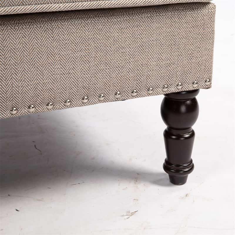 Linen Upholstered Accent Chair with Nailhead Trim and Wood Frame