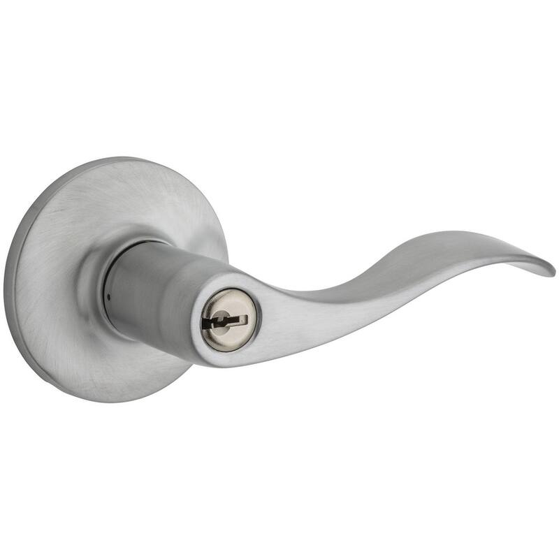 Kwikset Layton Single Cylinder Keyed Entry Door Lever Set with Round - Satin Chrome