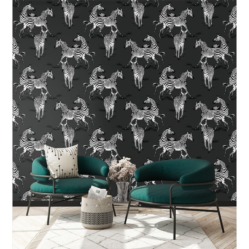 Harry & Grace Playful Zebras Peel and Stick Wallpaper