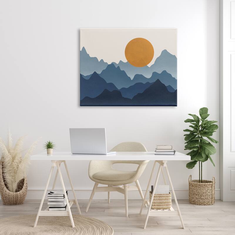 Stupell Rising Sun Jagged Layered Mountain Range Peaks Canvas Wall Art, Design by JJ Design House LLC