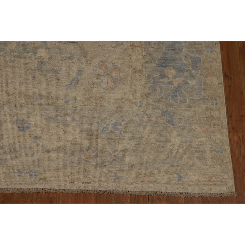Floral Vegetable Dye Oushak Turkish Ug Handmade Wool Carpet - 8'10"x 12'0"