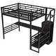 preview thumbnail 8 of 7, Black Metal Full Size Loft Bed with Desk, Storage Staircase, and Wardrobe
