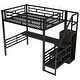 preview thumbnail 8 of 9, Sturdy Metal Full Size Loft Bed with Storage Staircase & Desk, Black