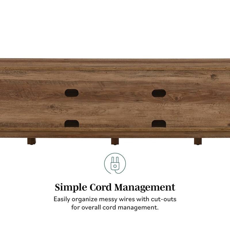 70-Inch Rustic Barn Door TV Stand with Cord Management & Open Storage for TVs up to 80 Inches