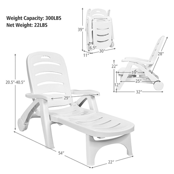 Costway Adjustable Folding Patio Chaise Deck Chair Lounger 5