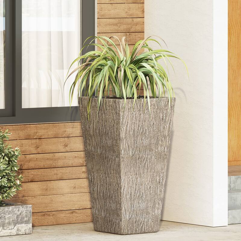 Classic Pleated Stone-Look Outdoor Planter Pot for gardens and porches