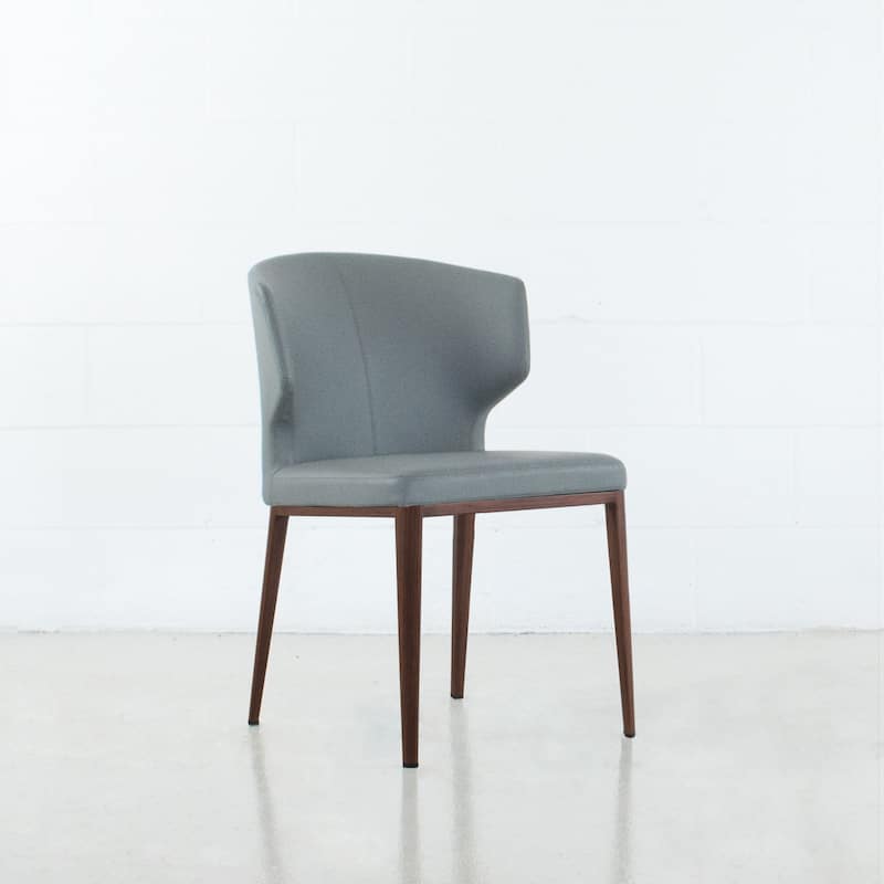 Cabo Mid-century Modern Faux Leather Wingback Dining Chair - Walnut Imprint Base - Silverstone