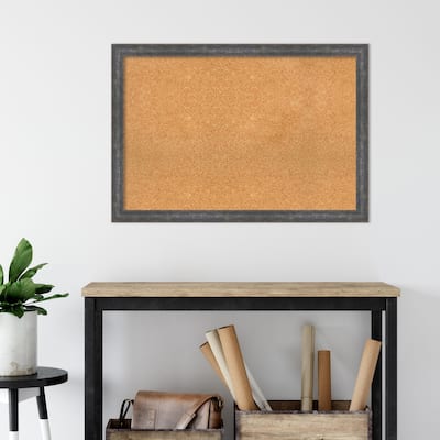 Angled Metallic Rainbow Wood Framed Natural Corkboard Bulletin Board, Organization Board, Pin Board