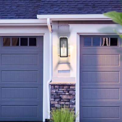 Practical 1-Light Outdoor Wall Lamp with Dusk to Dawn Sensor, Matte Black Finish - 14.5*5*7.25