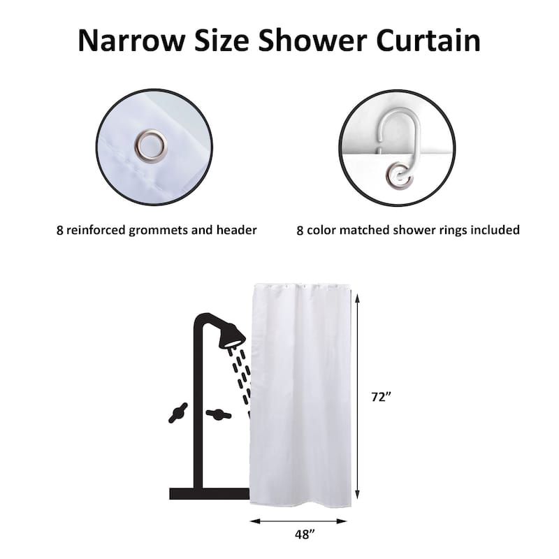 Stall Shower Curtain Half Size Polyester 8 Rings 72"L x 48"W