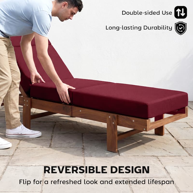 Outsunny Chaise Lounge Cushion, 4" Thick Outdoor Lounge Chair Cushion with Non-Slip Ties