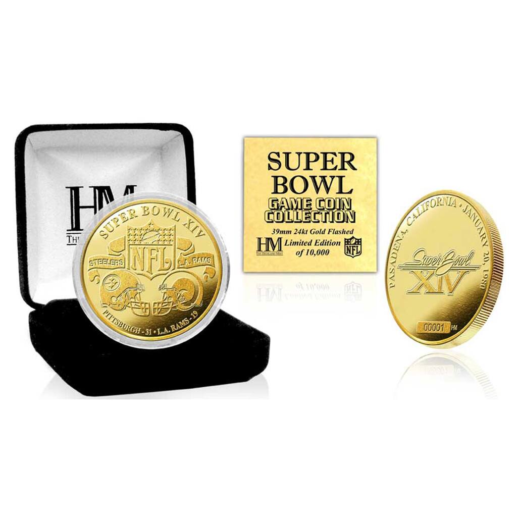 Steelers vs Rams Super Bowl XIV Commemorative Gold Flip Coin