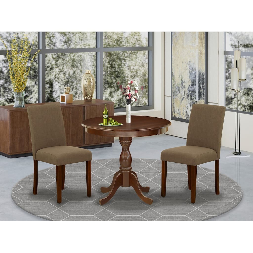 Hollywood Regency 3 Piece Dining Set - Table & 2 Linen Upholstered Chairs