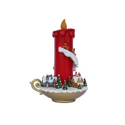 LED Lighted Candle with Village Christmas Decoration - 13.25"