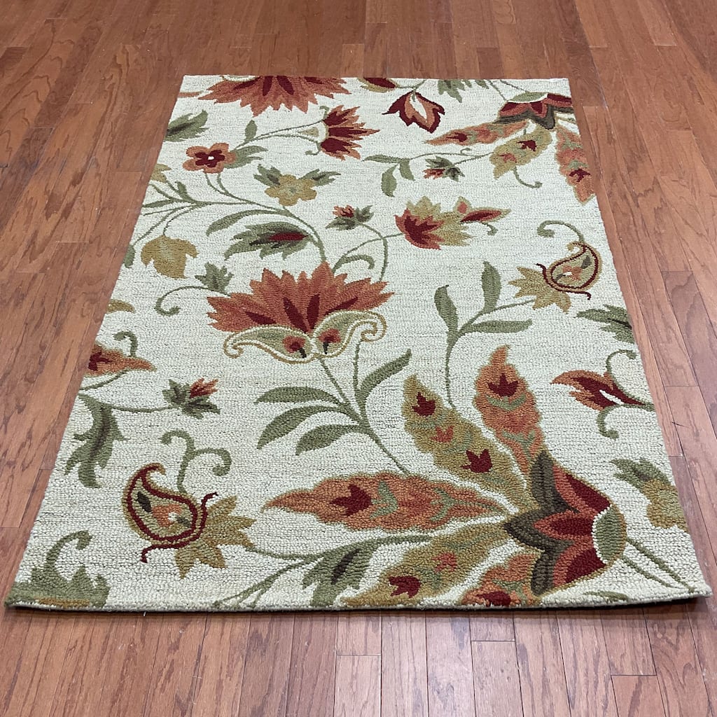 HERAT ORIENTAL Handmade Floral Wool Rug - 4' x 6'