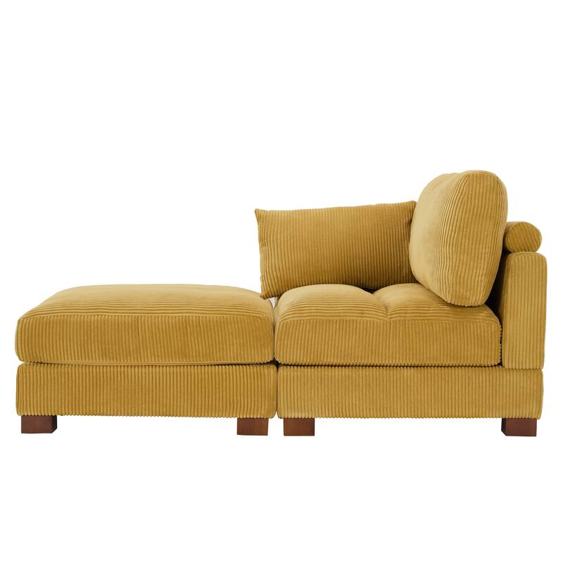 Modern 43'' Corduroy Comfy Sectional Chaise Lounge with Pillow