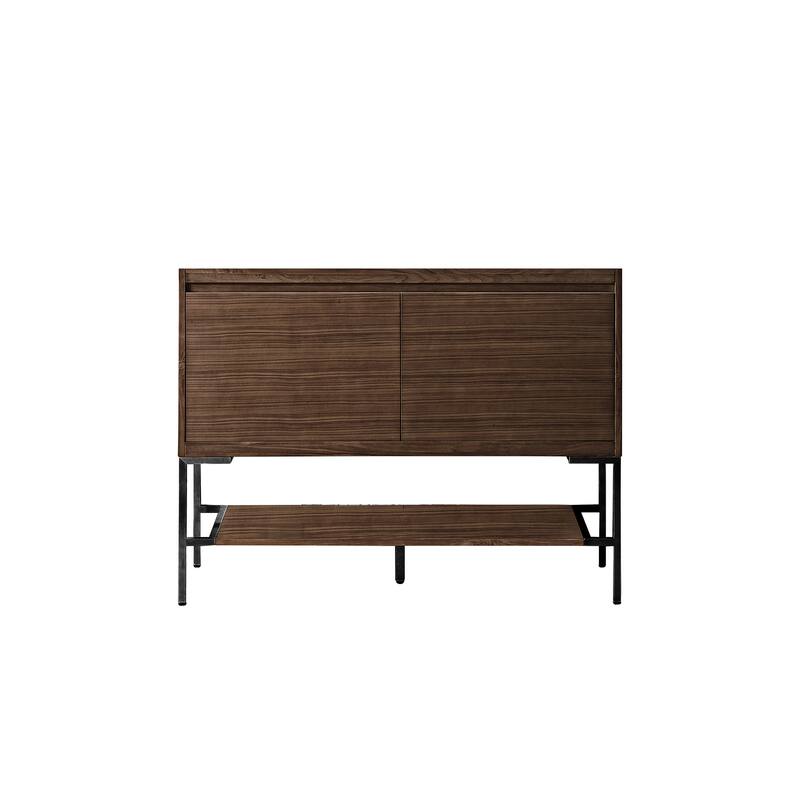 James Martin Vanities Mantova 47.3" Single Vanity Cabinet, Mid-Century Walnut - Matte Black Base, No Top