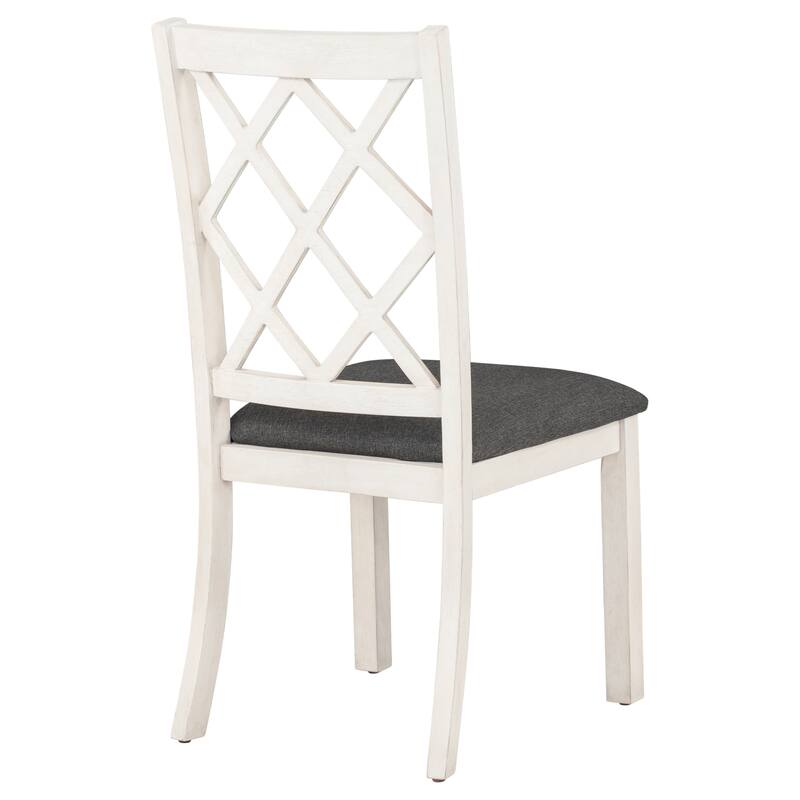 Solid Wood Round Dining Table Set with Upholstered Chairs, 5-Piece