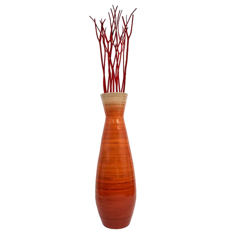 Uniquewise Classic Bamboo Floor Vase Handmade, For Dining, Living Room, Entryway, Fill Up With Dried Branches Or Flowers