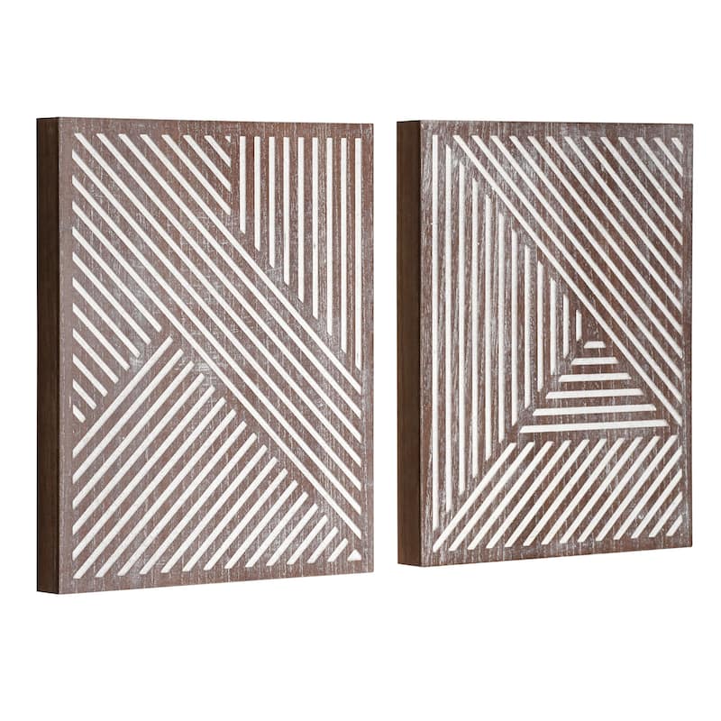 Contemporary Wood 2-Piece Wall Decor Set - Walnut Brown - Walnut Brown