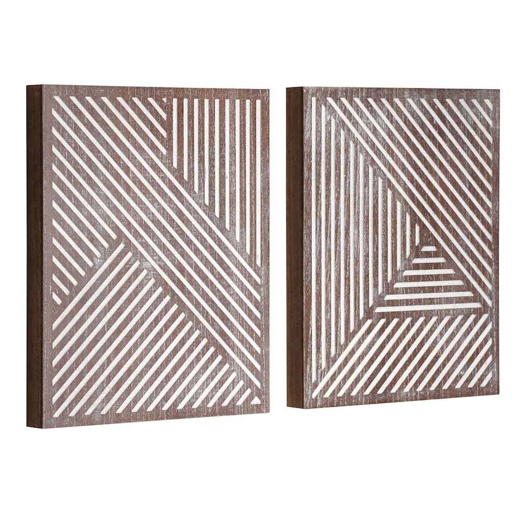 Contemporary Wood 2-Piece Wall Decor Set - Walnut Brown
