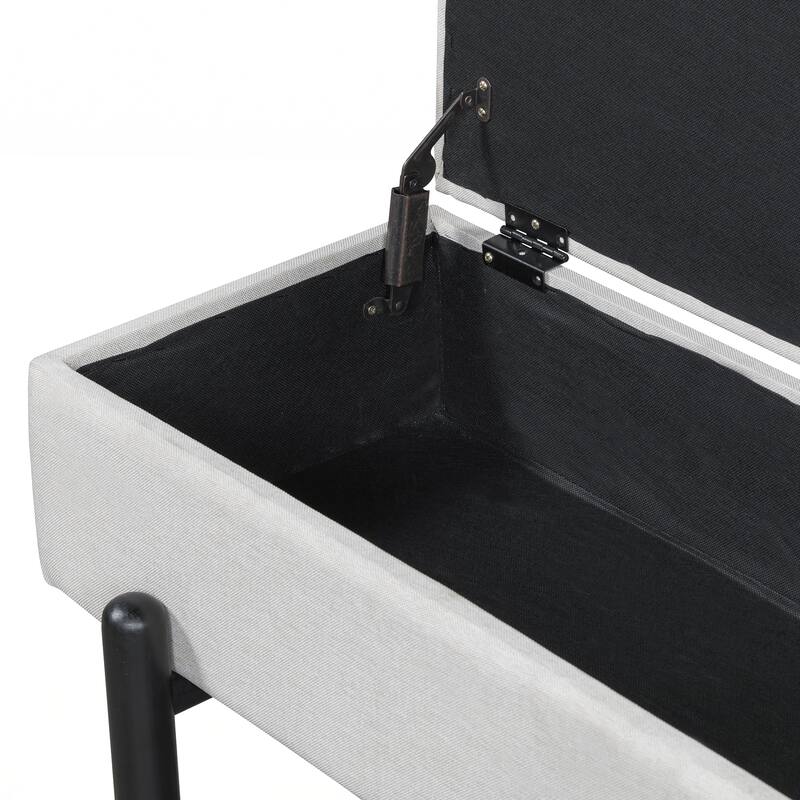 Farmhouse Upholstered Storage Bench with Hidden Compartment, Modern Entryway Bench for Living Room, Entryway