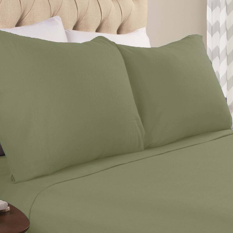 Superior Solid Flannel Cotton Fuzzy Pillowcases, Set of 2