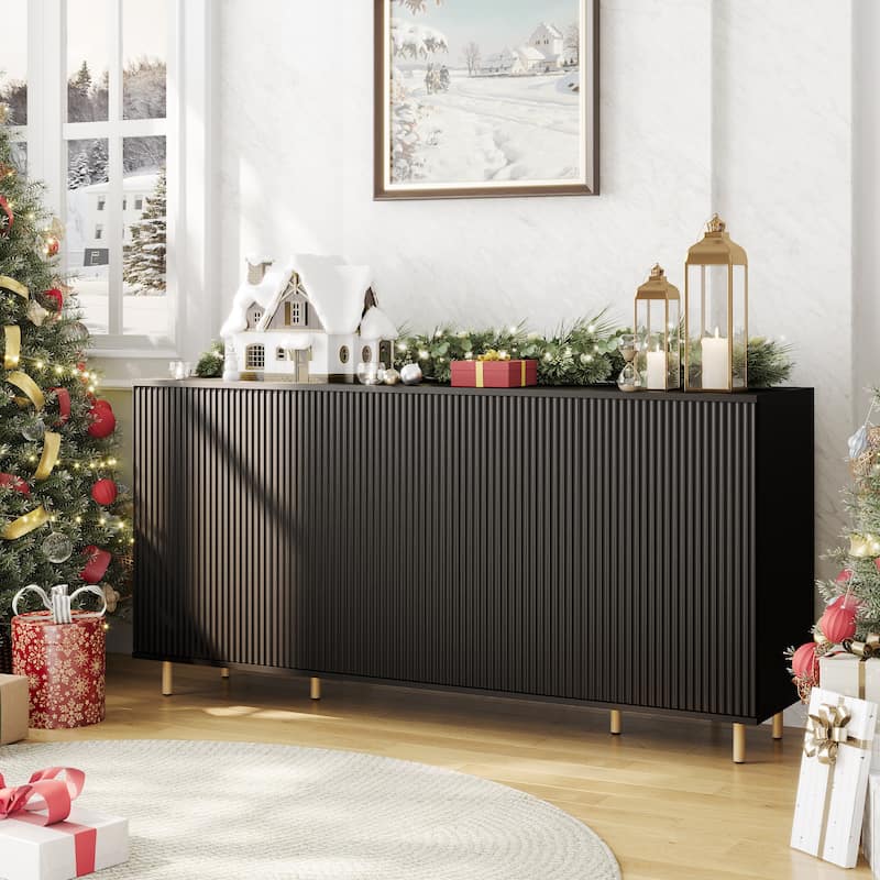 EROMMY Modern Sideboard Buffet Cabinet with Fluted Doors, 2-Door Storage Console Table for Kitchen, Dining Room & Living Room