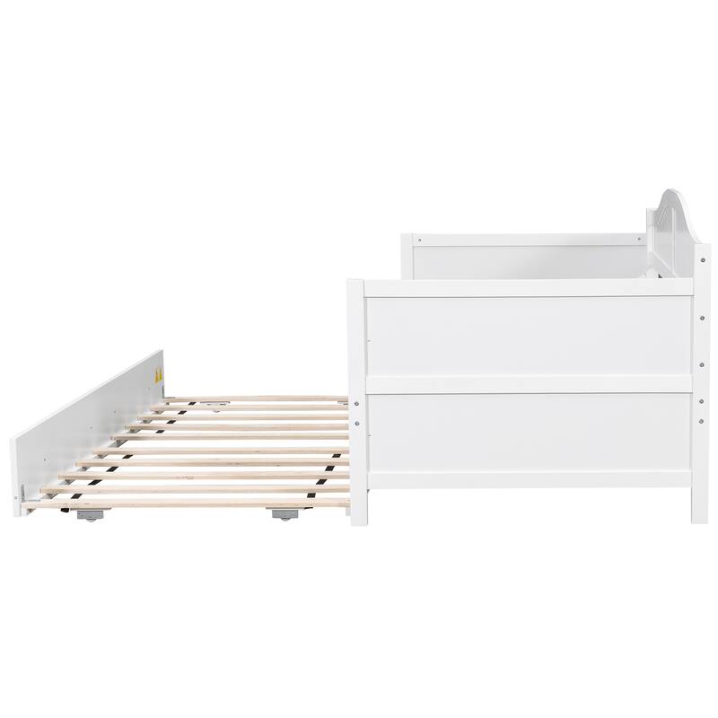 Roomfitters Wooden Twin Daybed with Trundle Bed Cottage Style Solid Pine White
