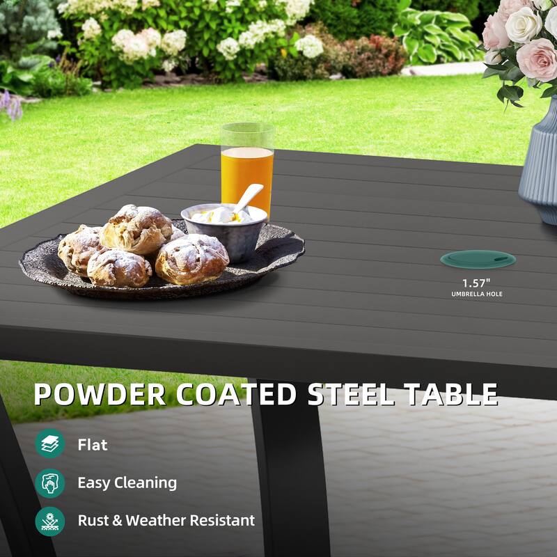 4-Person Patio Dining Set with Red Cushion