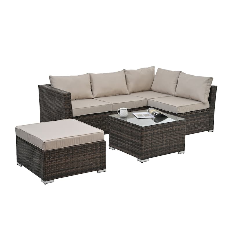 Outdoor Wicker Weaving Conversation Combo Set of 4