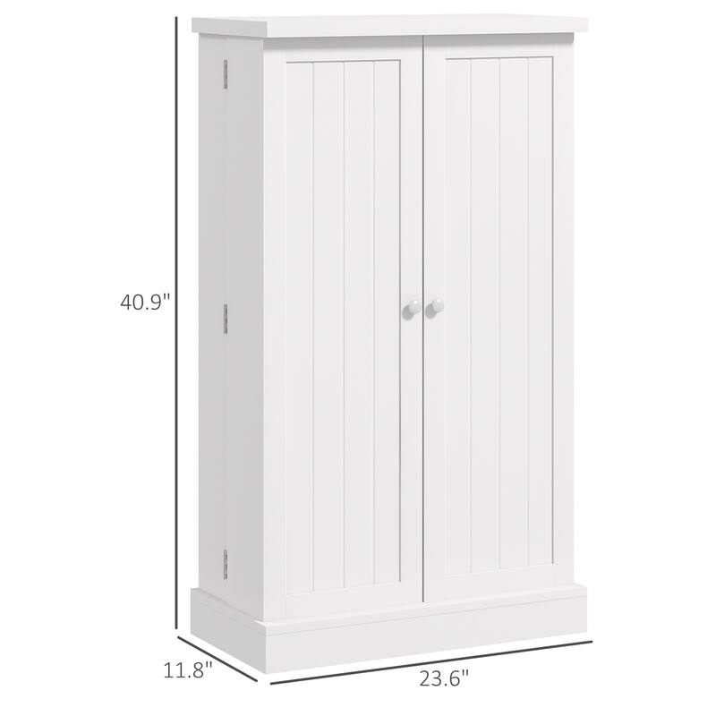 HOMCOM 41" Kitchen Pantry Storage Cabinet, Freestanding Kitchen Cabinet with 12 Door Shelves, Double Doors, 5-tier Shelving