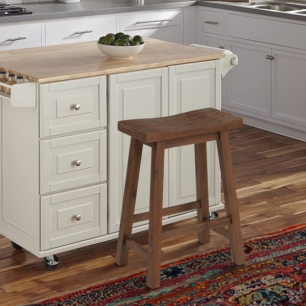 slide 2 of 6, Saddle Design Wooden Counter Stool with Grain Details - 24.25 H x 17.75 W x 10 L Inches Brown