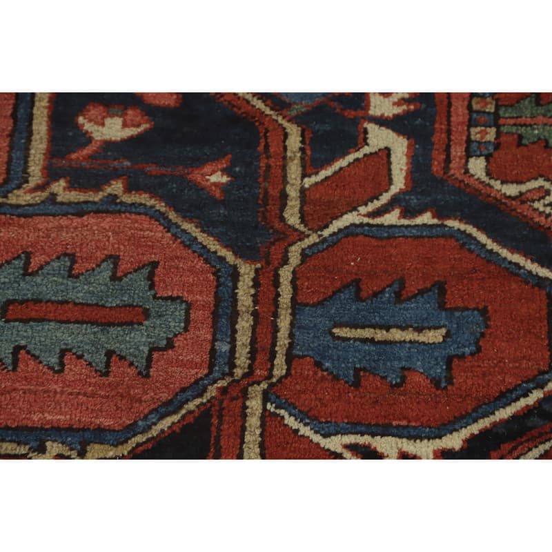 Hand Knotted Oriental 100% Wool Carpet Traditional Medallion Oranges & Rust Heriz (serapi) Area Rug - 11' 0'' X 10' 4''