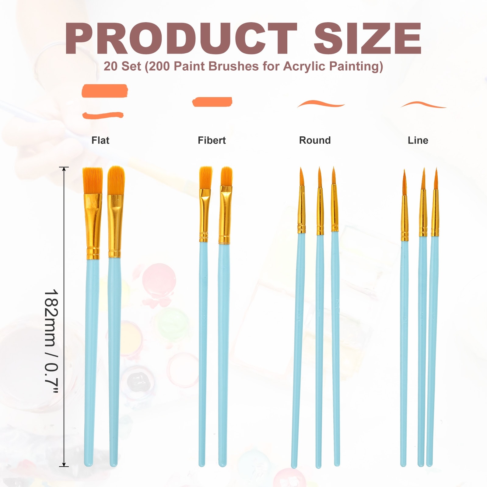 Paint Brushes Set, Acrylic Paint Brush Nylon Hair for Watercolor Oil Painting Miniature Detailing Rock Painting