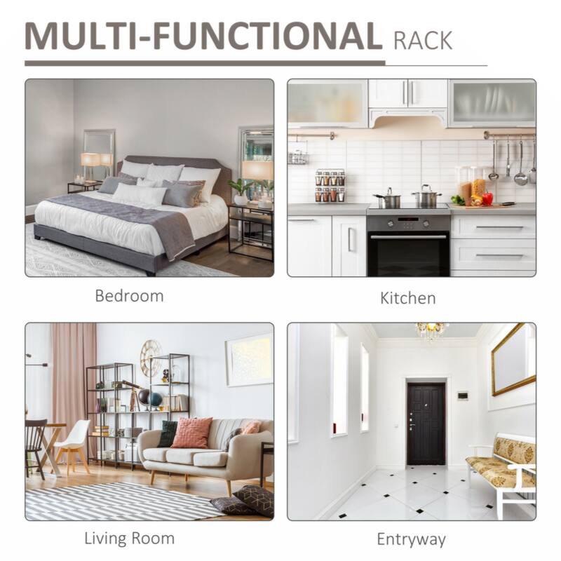 3-Tier Console Table Industrial Style Storage Metal Wooden Shelf with a Robust Multi-Functional Design & Adjustable Feet, Black