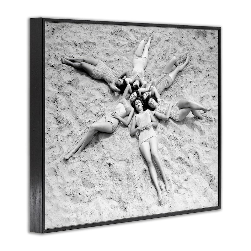 Stupell Women on Beach in Star Shape Framed Giclee Art Design By Arlington Prints