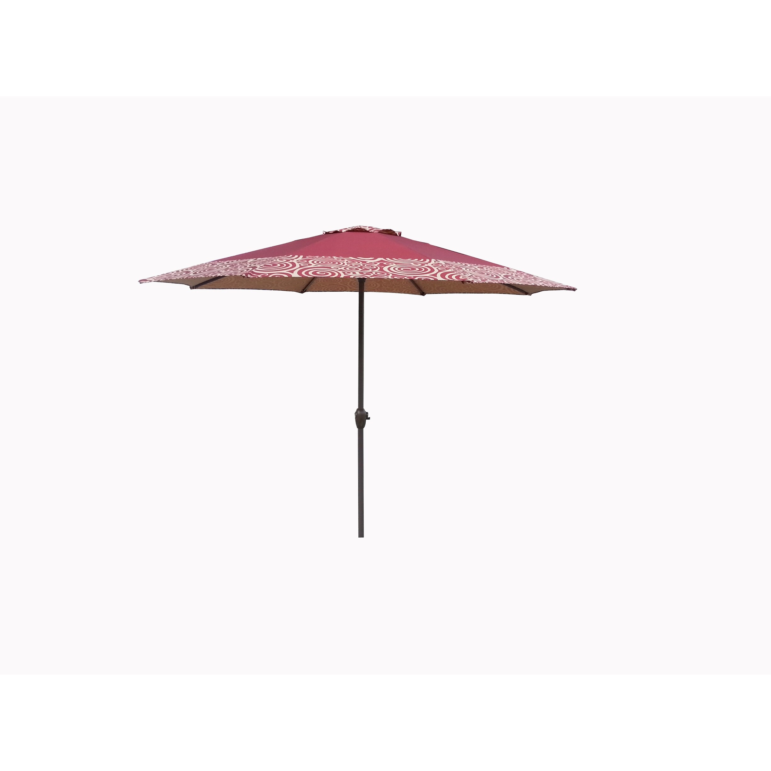 Shop Outdoor Patio Market Umbrella 9 Ft With Hand Crank And Tilt Burgundy Swirl Red Overstock 22336851