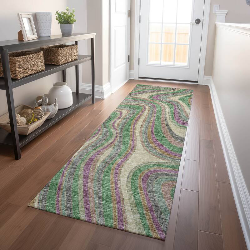 Premium Washable Super Soft Modern Waves Mayfield Rug - Graphite - 2' 3" x 7' 6" - Runner