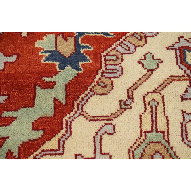 Geometric Heriz Serapi Indian Handmade Wool Carpet - 9'9" x 13'7"