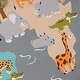 preview thumbnail 6 of 6, Kids Rug Play Mat with World Map & Charming Animals in Grey