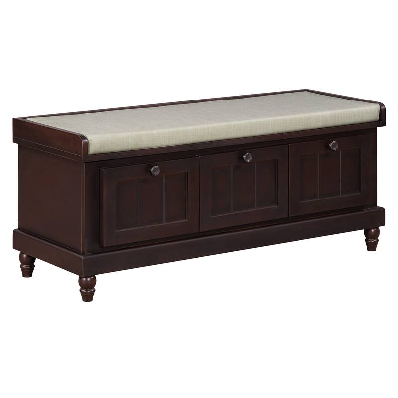 Classic Storage Bench with Cushioned Seat and 3 Drawers