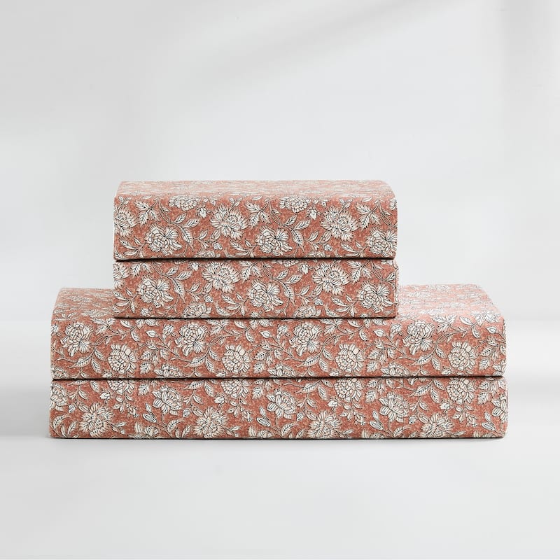 Lush Decor Zara Floral Block Cotton Sheet Set