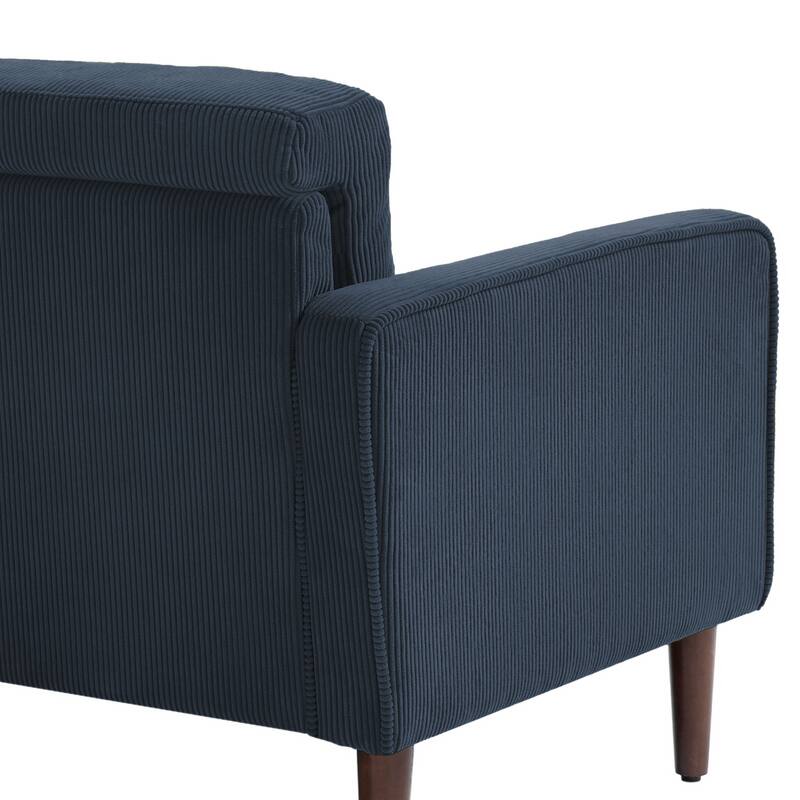 Modern Corduroy Upholstered Loveseat with Bolster Pillows and Wood Legs