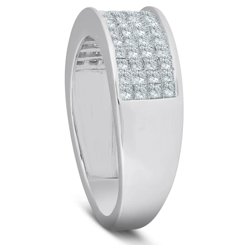 2 Ct Diamond Princess Cut Mens Bling Wedding Anniversary Ring White Gold
