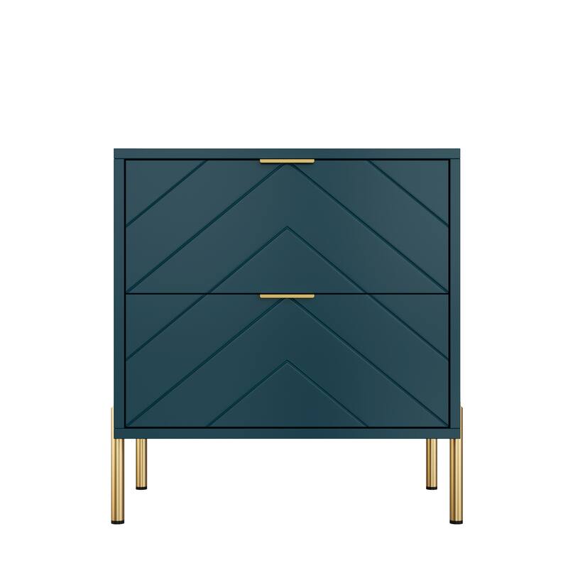 Clihome Modern 2-Drawer Storage Nightstand