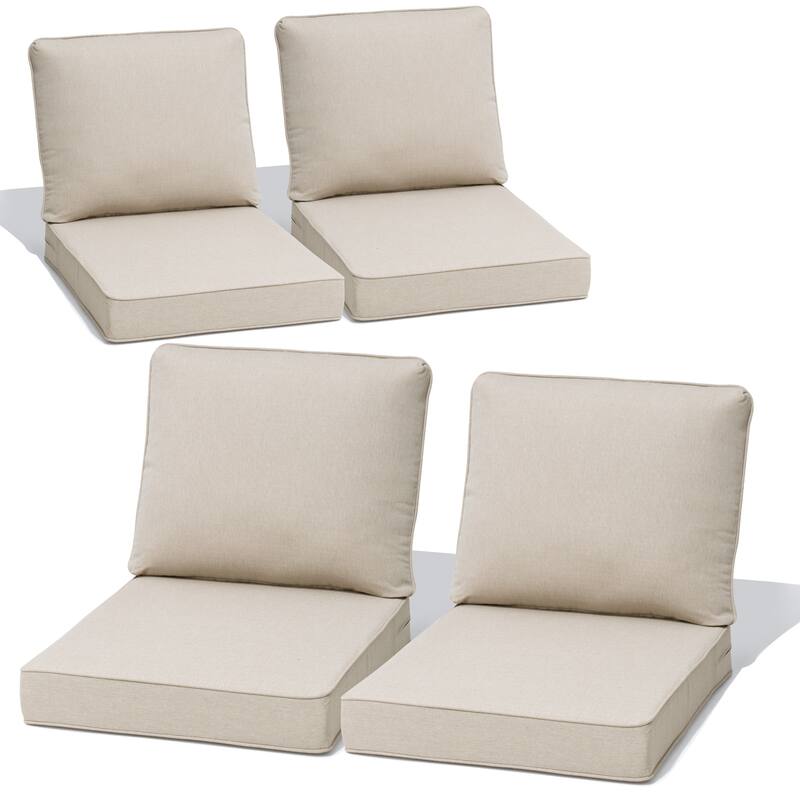 27.6 x 24.4 x 8.7 in T Outdoor Indoor Patio Premium fabric Seat Cushions Set (Seat & Back) - 4PC - PUTTY