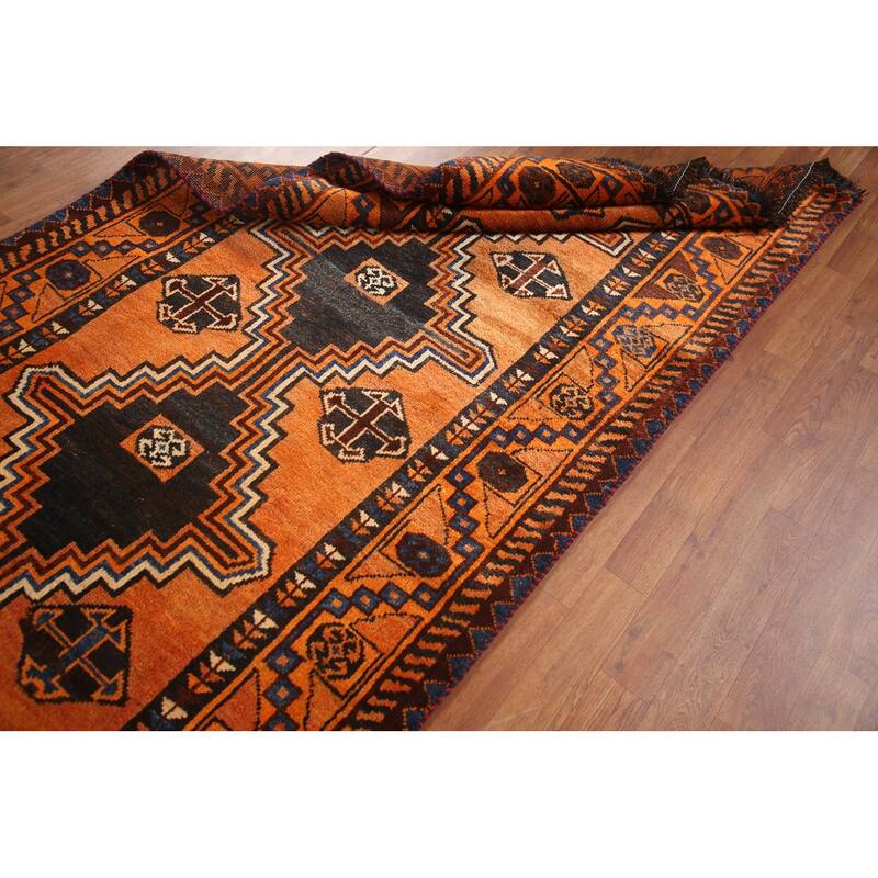 Hand Knotted Oriental 100% Wool Carpet Traditional Tribal Oranges & Rust Lori Area Rug - 7' 4'' X 4' 0''