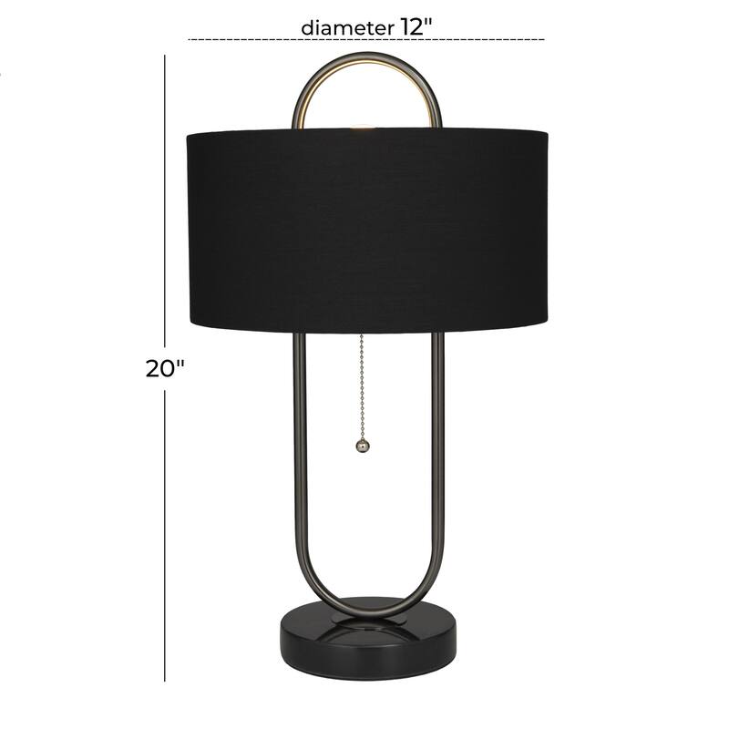 Metal Oval Shaped Room Accent Lamp with Marble Base - Black - Roche River Decor